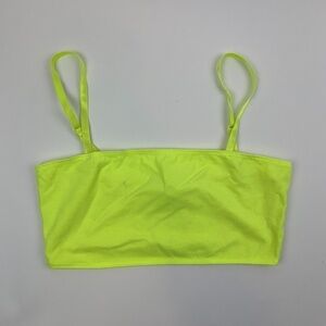 American Apparel Tank Top Womens Medium Cropped Straight Neck Thin Strap Yellow